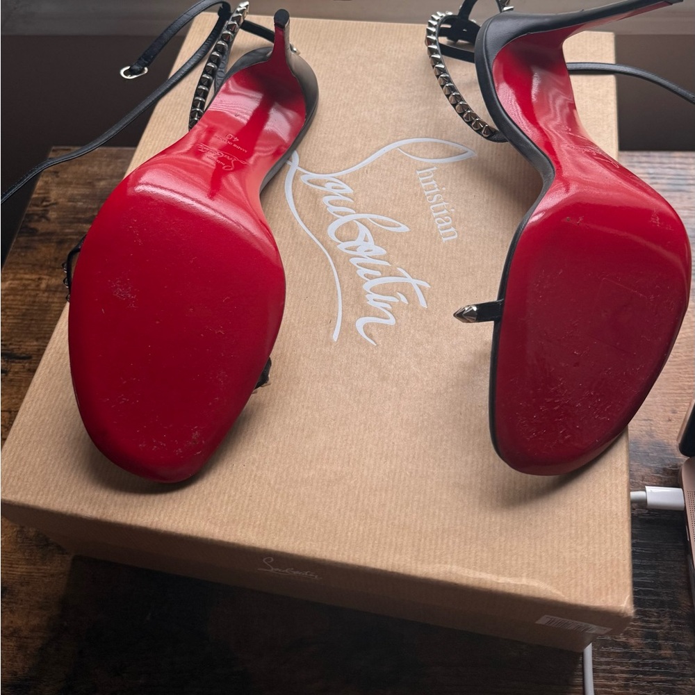 Christian Louboutin Black and Red Heels Velvet Elegance